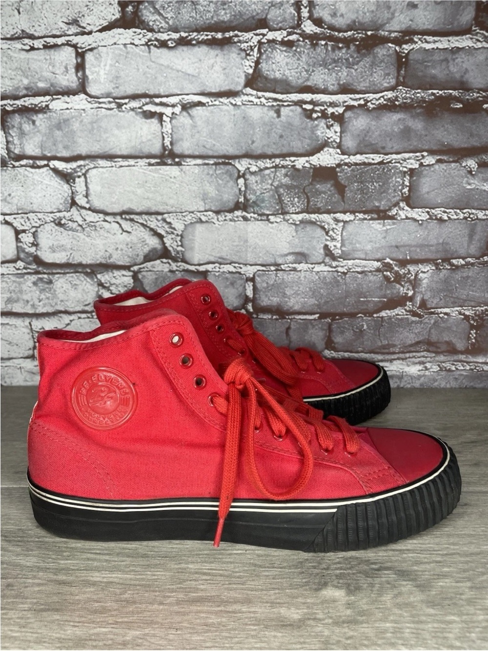 PF Flyers Red Canvas Fabric Lace Up High Top Sneakers Shoes Men Sz 11 US/45EU - Picture 3 of 12